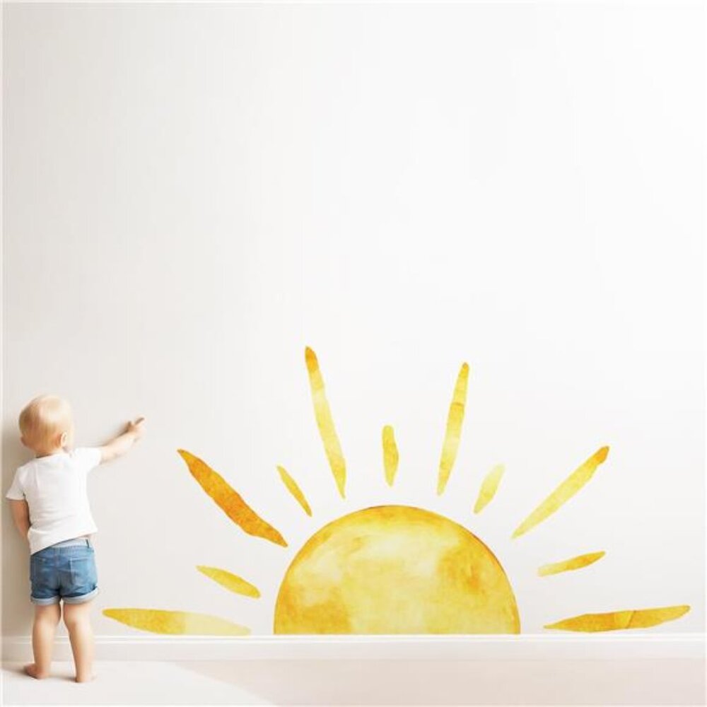 Half Sun Wall Decal Extra Large Boho Sunshine Peel Stick Removable Nursery Decor